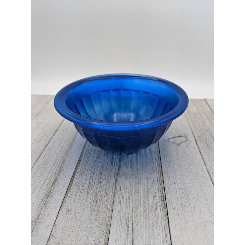 Vintage 6" by 2 3/4" Ribbed Cobalt Blue Mixing Bowl
